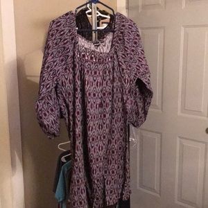 Aztec print dress with gold embellishments